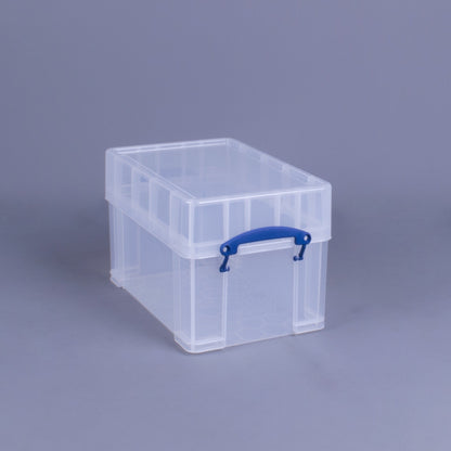 Really Useful Box 9 Liters Transparent Storage Container with Snap Lid, 4 Pack