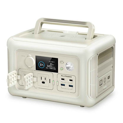 ALLPOWERS Beige R600 Portable Power Station 600W, 299Wh LiFePO4 Solar Generator with 1-Hour Fast Charge & 15ms UPS, for Home Backup, CPAP, Outdoor Camping, RV Travel