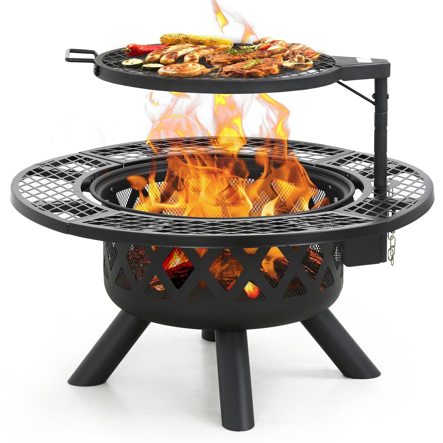 BALI OUTDOORS Fire Pits Outdoor Wood Burning Firepit Grill, 20 Inch Fire Bowl