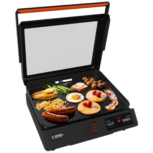 Blackstone E-Series 17" Electric Tabletop Griddle with Hood, Black
