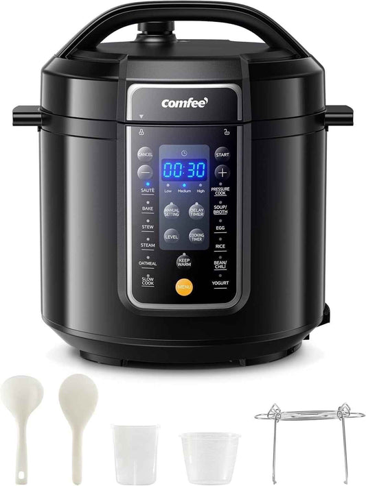 COMFEE’ 6QT Electric Pressure Cooker, 9-in-1 Instant Multi Cooker Olla de Presion  Rice Cooker Slow Cooker Steamer Sauté Yogurt Maker Non-Stick Pot
