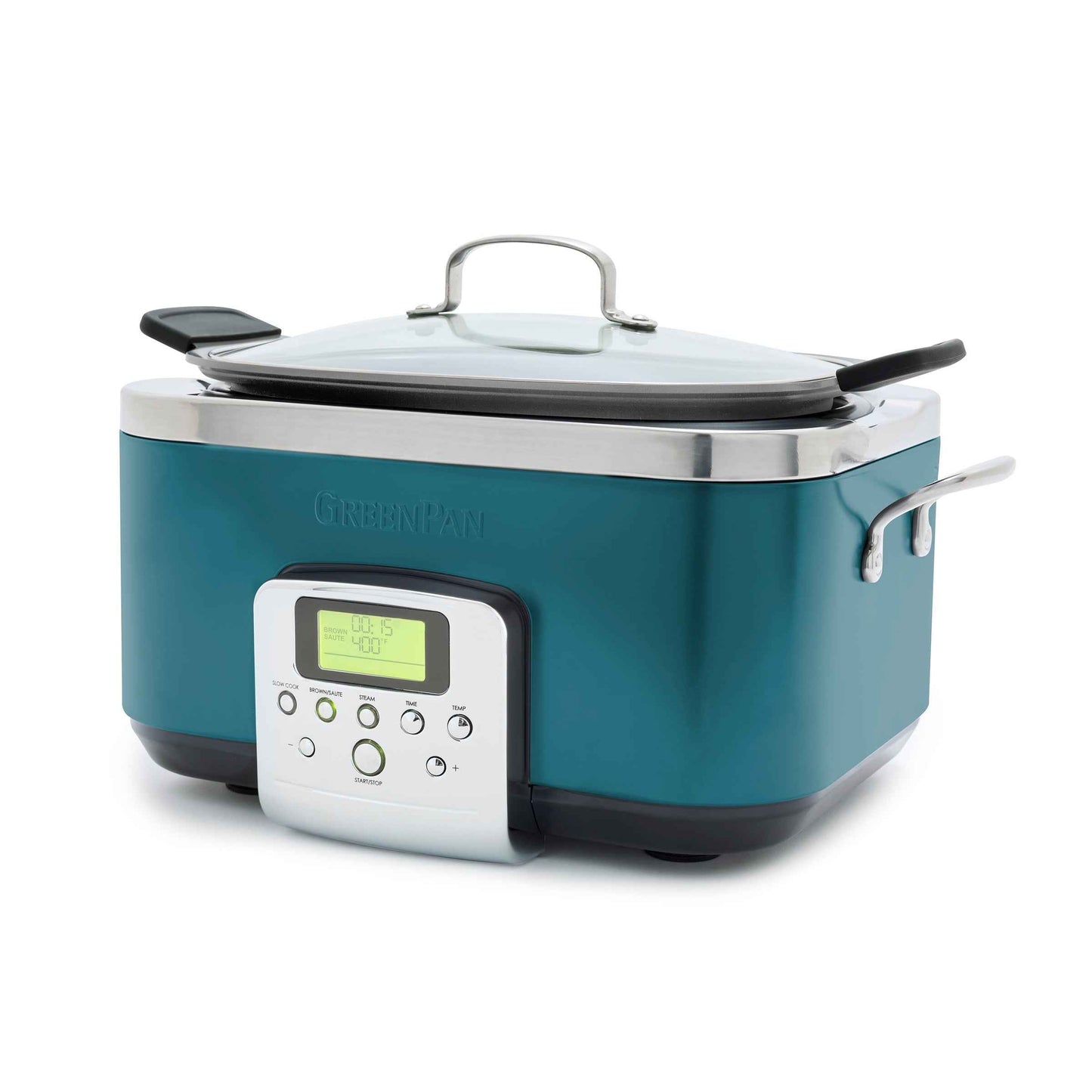 GreenPan 6 Quart, 8-in-1 Programmable Family Size Ceramic Nonstick Slow Cooker, Teal