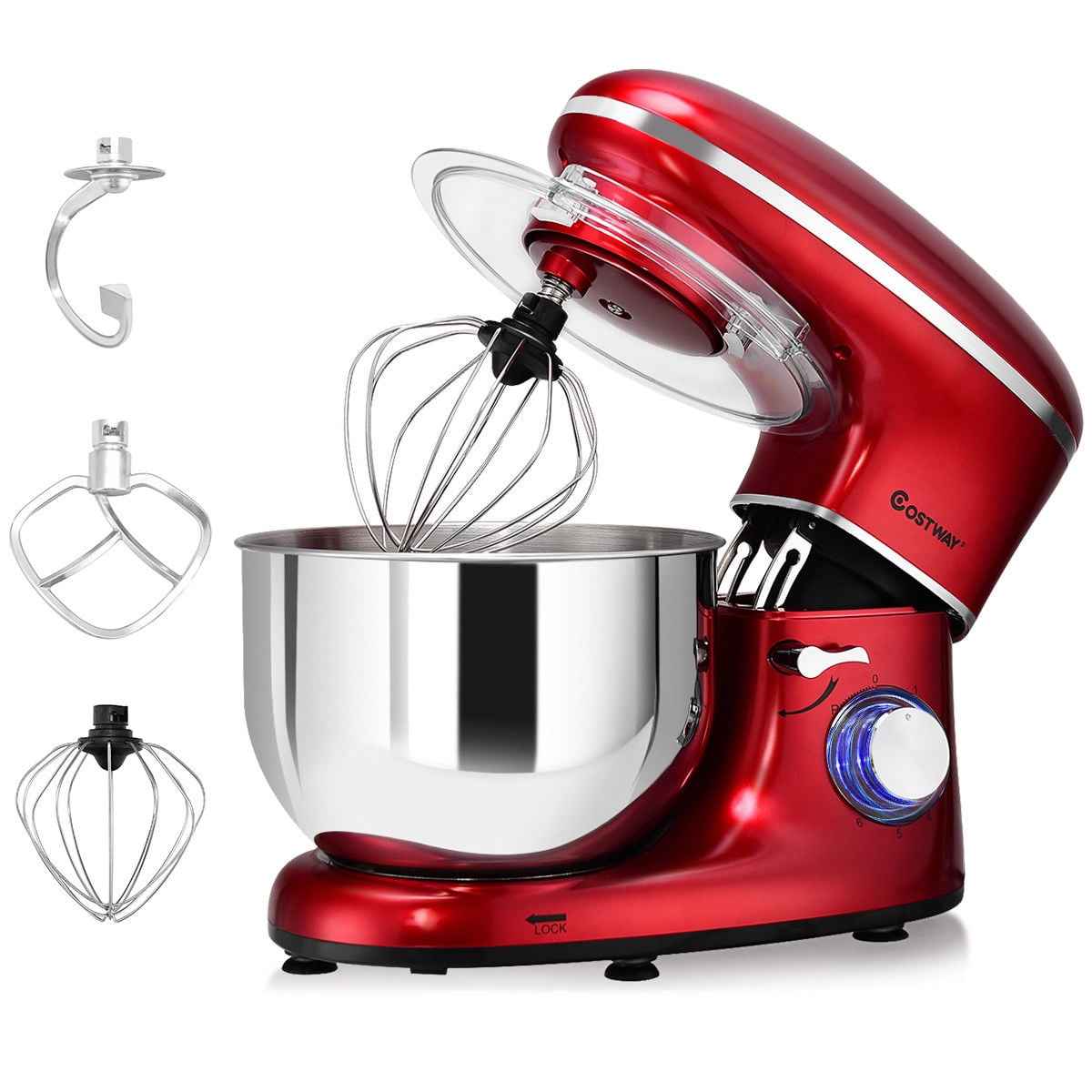 Costway Electric Food Stand Mixer 6 Speed 6.3Qt 660W Tilt-Head Stainless Steel Bowl