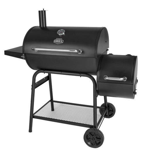 Expert Grill 28" Charcoal Offset Smoker Grill with Side Firebox, Black, New
