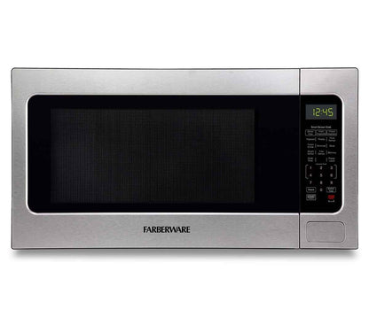 Farberware Countertop Microwave Ov 1100 Watts, 2.2 cu ft - Smart Sensor With LED Lighting and Child Lock - Perfect for Apartments and Dorms - Easy Clean Black Interior, Stainless Steel