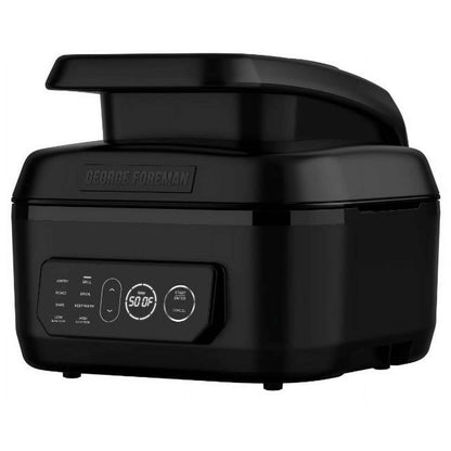 George Foreman 7-Serving 6 Qt Electric Indoor Grill and Air Fryer, 7-in-1 Functionality, Black