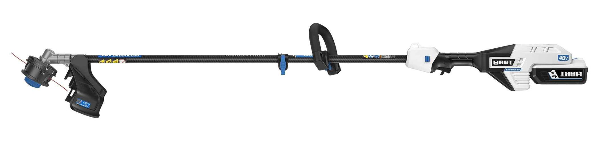 HART 40-Volt 15-inch SUPERCHARGE Carbon Fiber Shaft String Trimmer Kit, (1) 4.0 Lithium-Ion Battery