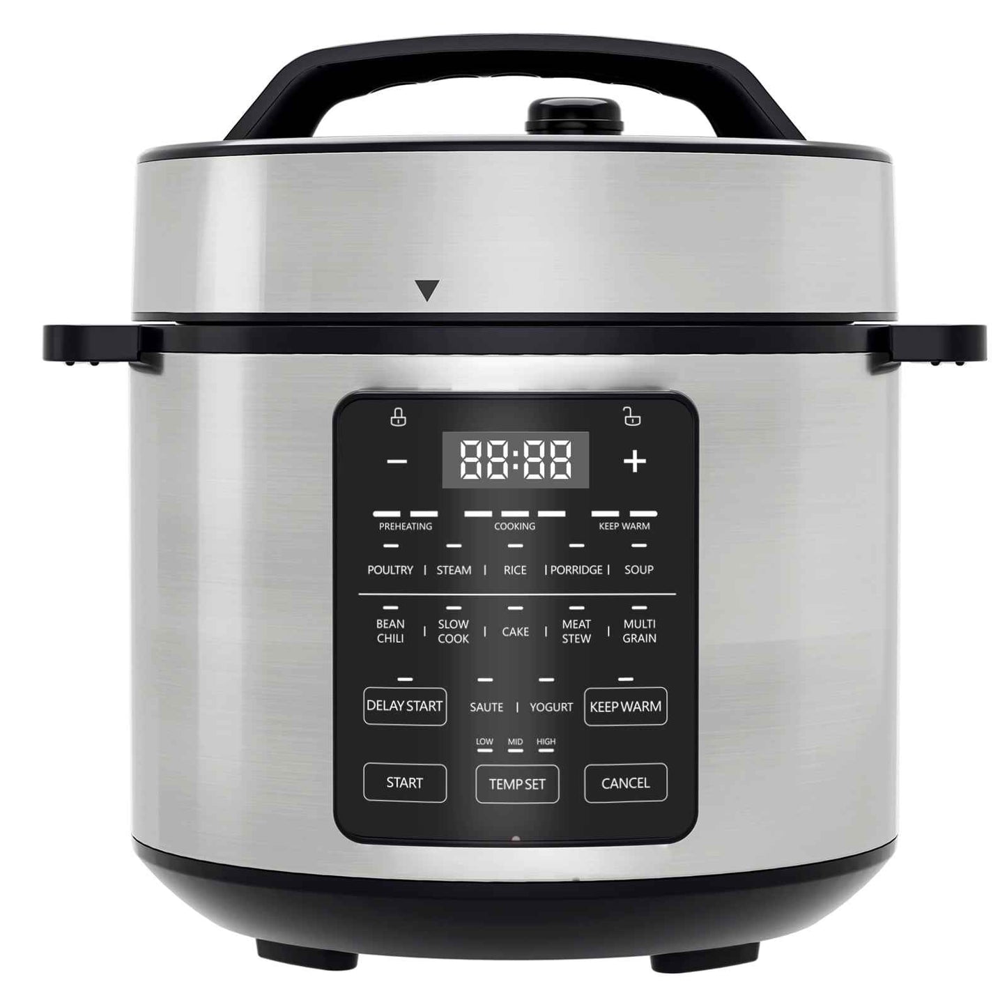 JONPONY 12-in-1 Electric Pressure Cooker 6 Quart Stainless Steel Multi Cooker for Rice, Steamer, Yogurt Maker, Slow Cook, Saute, Meat Stew, Cake, Multigrain, Black