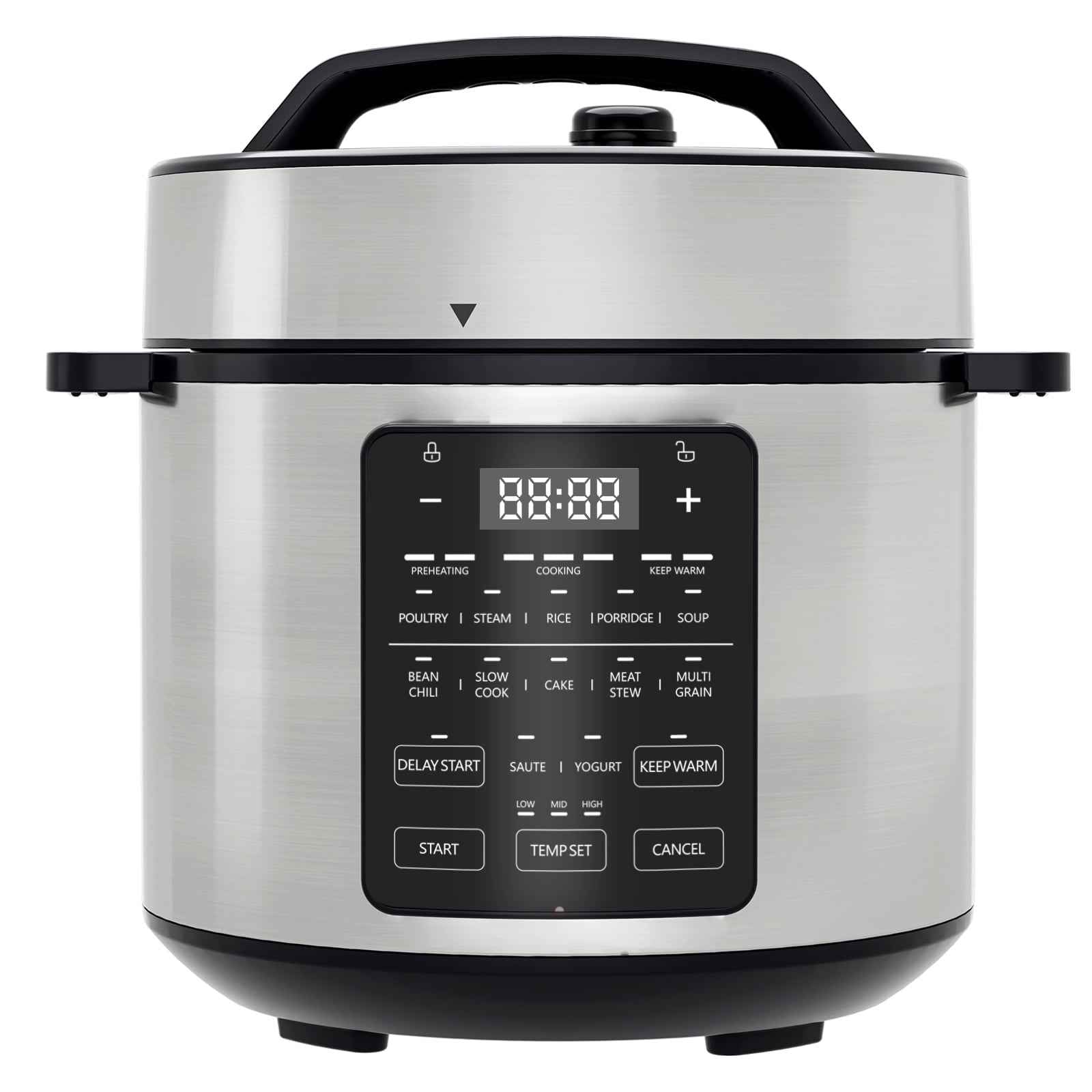 JONPONY 12-in-1 Electric Pressure Cooker 6 Quart Stainless Steel Multi Cooker for Rice, Steamer, Yogurt Maker, Slow Cook, Saute, Meat Stew, Cake, Multigrain, Black