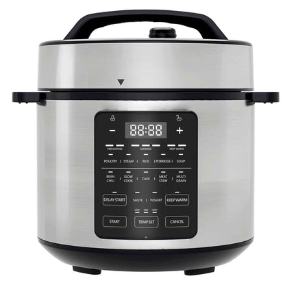 JONPONY 12-in-1 Electric Pressure Cooker 6 Quart Stainless Steel Multi Cooker for Rice, Steamer, Yogurt Maker, Slow Cook, Saute, Meat Stew, Cake, Multigrain, Black