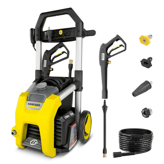 Kärcher Pressure Washer K1700, CETA Certified, 3 Spray Nozzles, Detergent Tank, For Cars, Driveways, Siding, Patios, 1.2 max. GPM