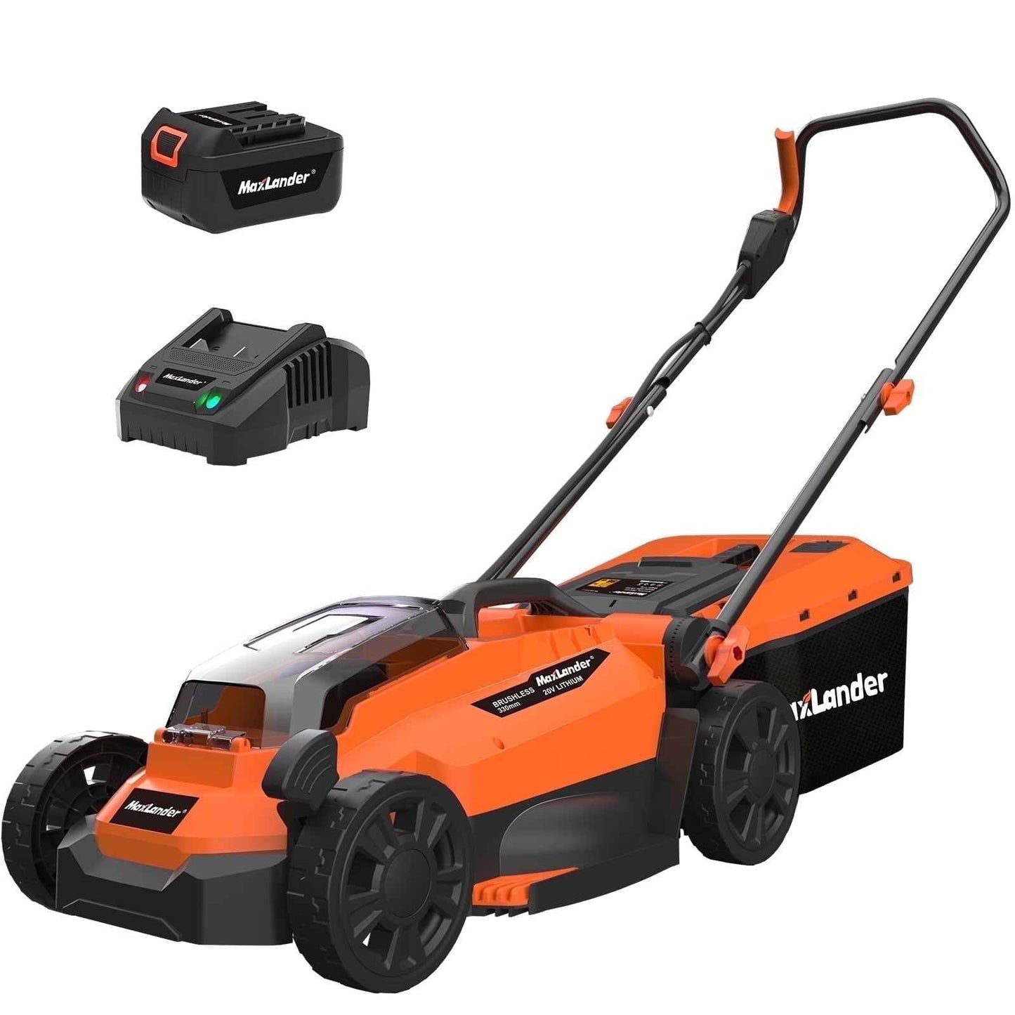 Maxlander 13" Cordless Lawn Mower, 2-in-1 Battery Powered Lawn Mower with Brushless Motor, 5-Position Height Adjustment