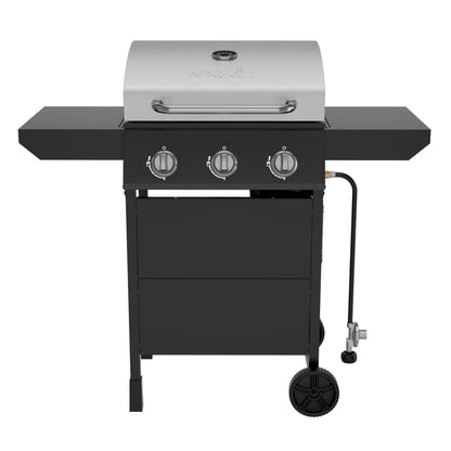 Nexgrill 3-Burner Propane Gas Grill with Side Tables, 27,000BTUs, Stainless Steel Lid, Spacious 429 SQ. In. Cooking Space, BBQ Grill for Outdoor Cooking, Patios, Parties, and More - 720-1012