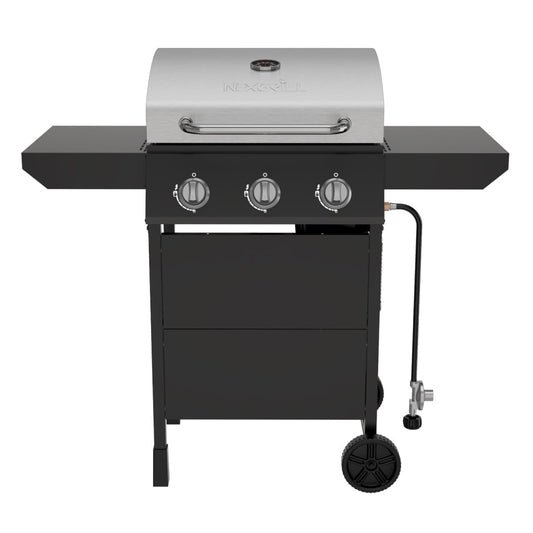 Nexgrill 3-Burner Propane Gas Grill with Side Tables, 27,000BTUs, Stainless Steel Lid, Spacious 429 SQ. In. Cooking Space, BBQ Grill for Outdoor Cooking, Patios, Parties, and More - 720-1012
