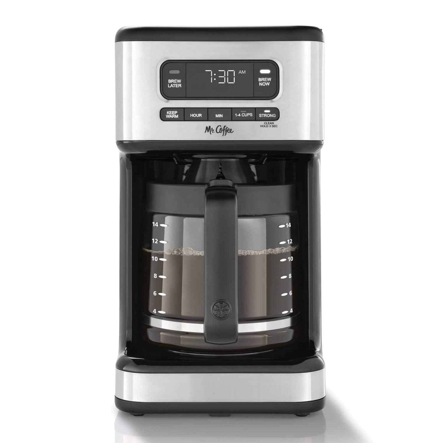Mr. Coffee 14 Cup Programmable Coffee Maker, Light Stainless Steel