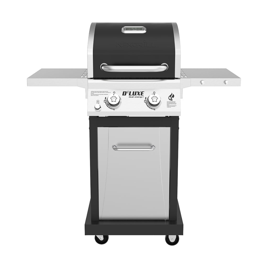 Nexgrill Deluxe 2-Burner Gas Grill with 401 SQ In Grate, 28000 BTUs, Stainless Steel Control Panel & Foldable Side Table, Propane BBQ Grill for Outdoor Cooking, Patios, Backyards and More -720-0864RA
