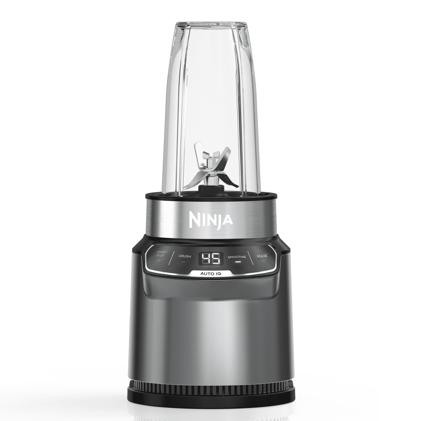 Ninja Nutri Pro Compact Personal Blender, Auto-iQ Technology, 1000 W, Smoothies, Crush, with 18 oz and 24 oz To-Go Cups & Spout Lids, Stone Silver, BN400