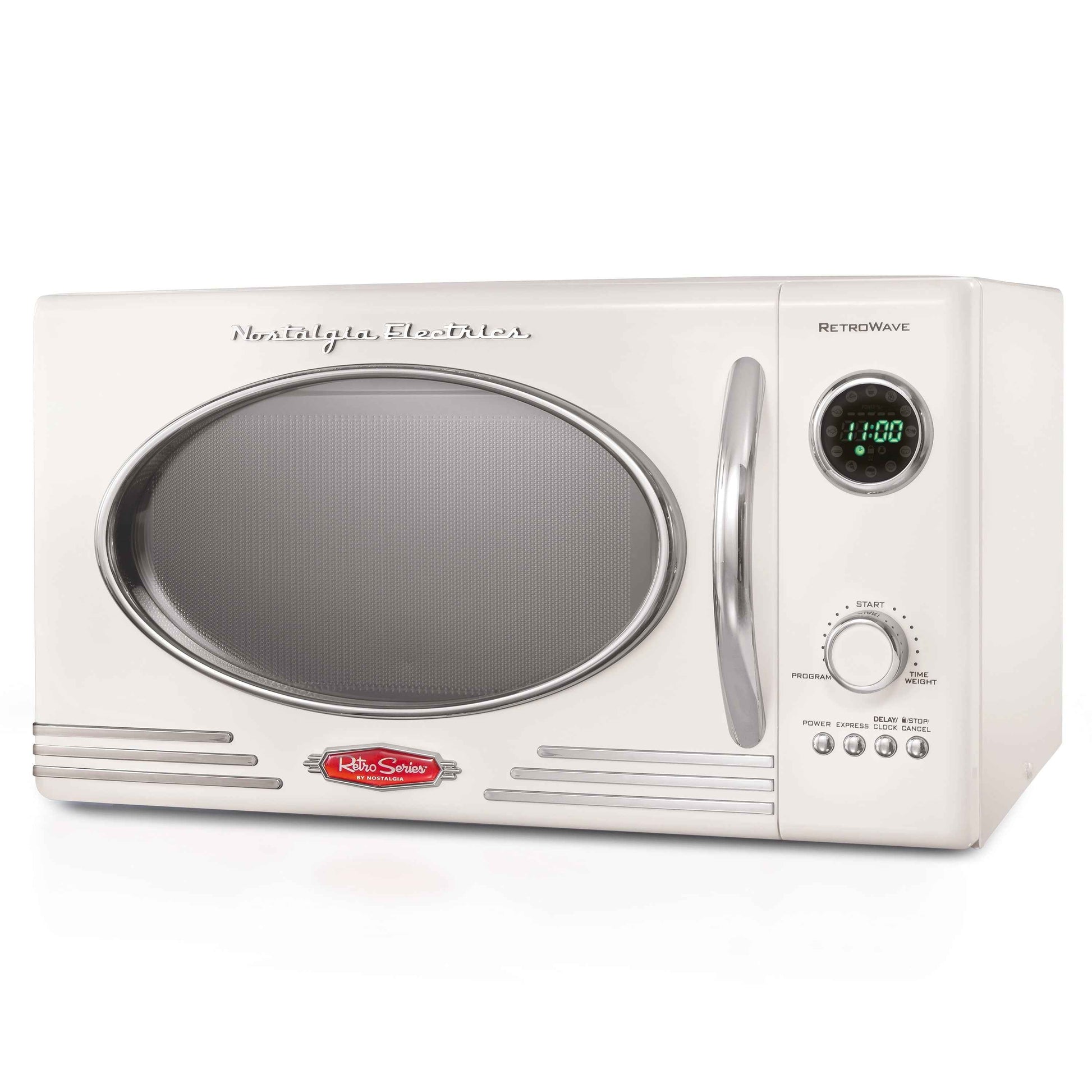 Nostalgia Retro Microwave for Countertop 0.9 cu ft Vintage Microwave, Ivory
