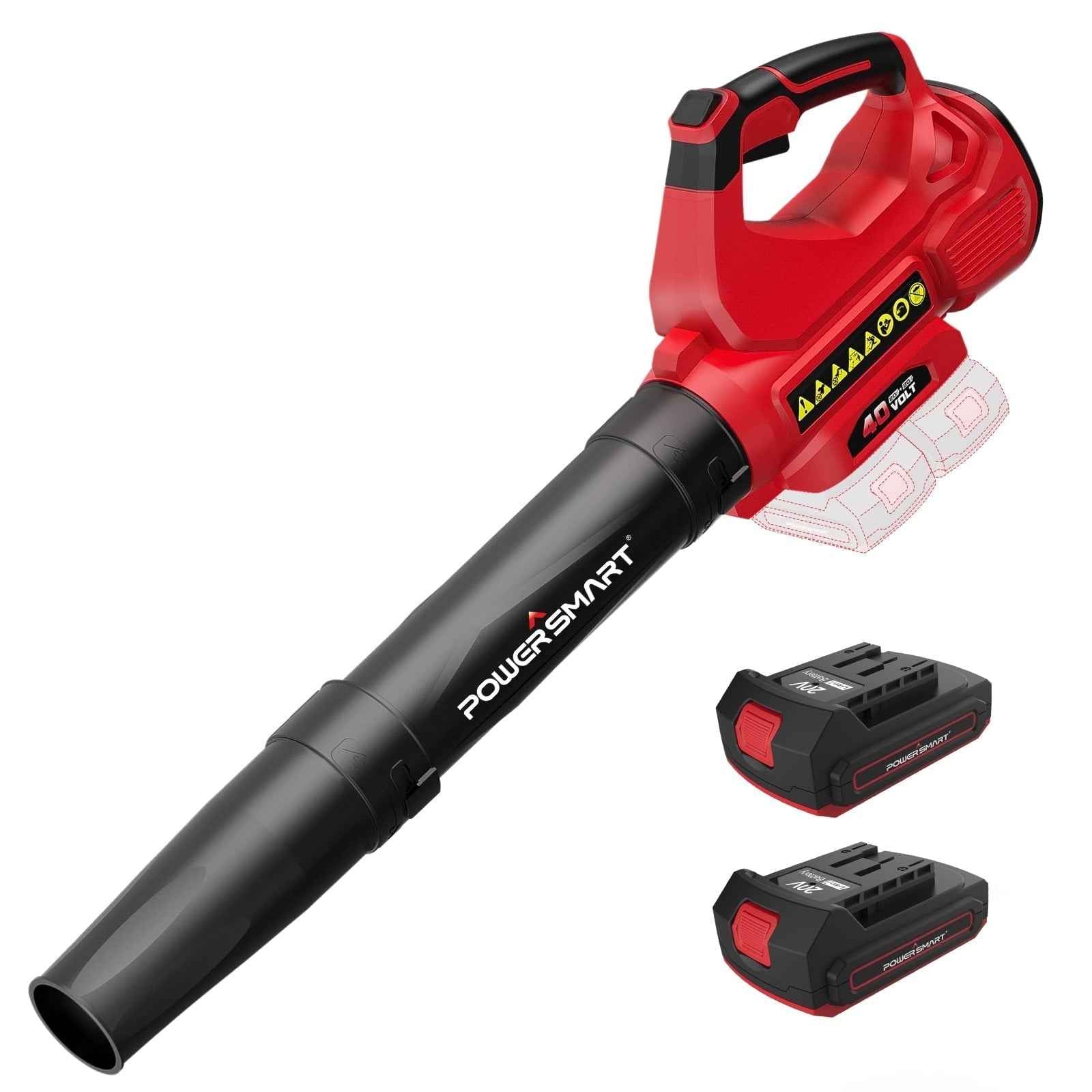 PowerSmart 40V Cordless Leaf Blower, 450 CFM 130 mph, Includes 2 x 2.0Ah Batteries & Chargers