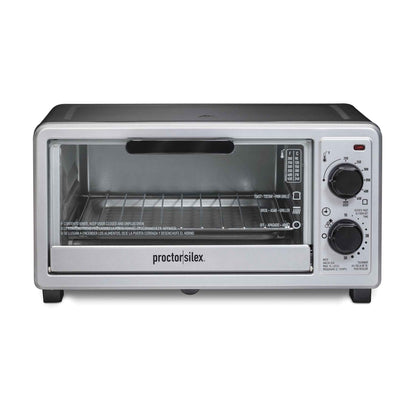 Proctor Silex 4 Slice Countertop Toaster Oven Broiler, Black and Silver