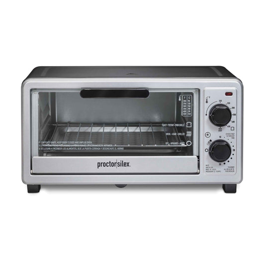 Proctor Silex 4 Slice Countertop Toaster Oven Broiler, Black and Silver