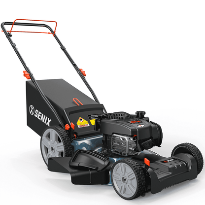 SENIX Self-Propelled Gas Lawn Mower 21in Cuttting Blade 22in Cutting Deck, 150 cc 4-Cycle Made in USA Briggs & Stratton Engine Push Mower, 3-In-1, 6-Height Adjustment, 11-In Rear Wheels, LSSG-M1
