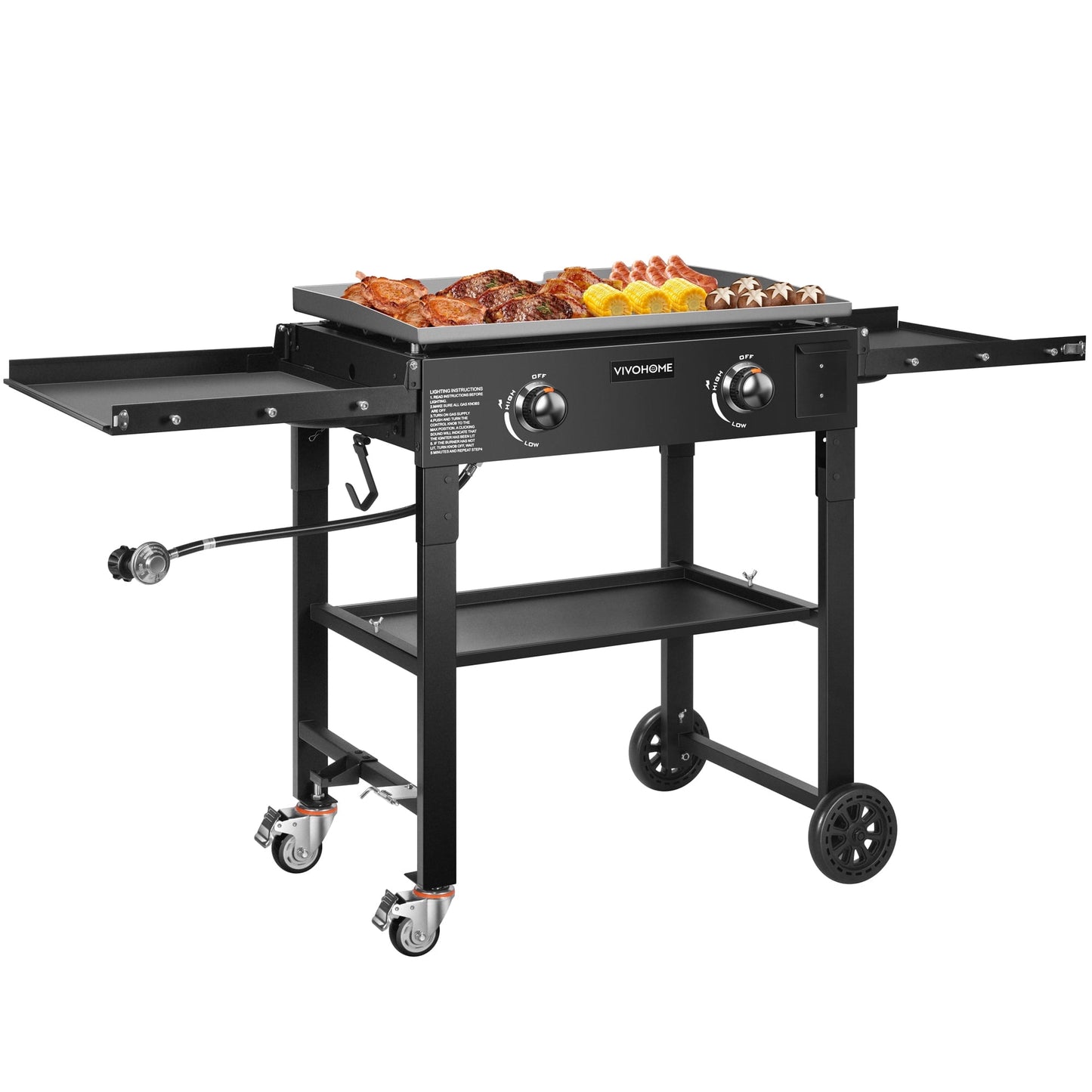 SPECSTAR 2-Burner 28" Foldable Propane Griddle, Portable Flat Top Gas Grill-30,000 BTU Propane Fuelled for Camping, Tailgating, BBQ