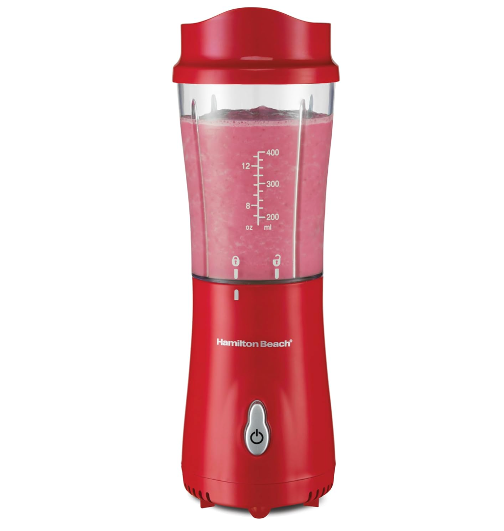 Hamilton Beach Personal Creations Single-Serve Blender + Travel Cup – Red