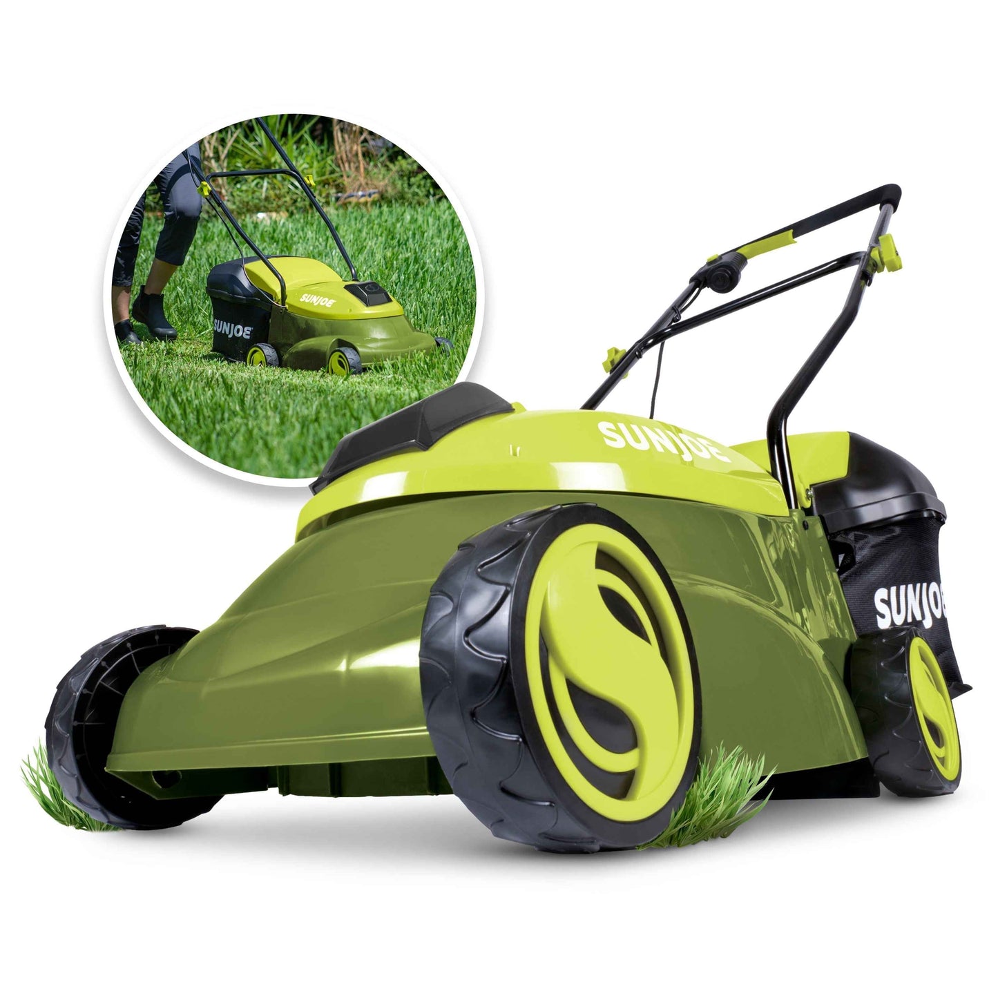 Sun Joe 28V Cordless 14" Brushless Push Walk-Behind Lawn Mower, Adjustable Cutting Height