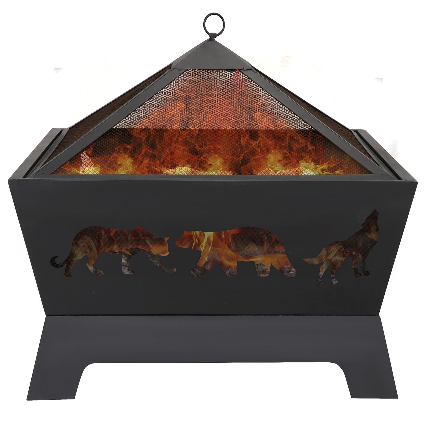SuperDeal Patio Yard Fire Pits Wood Burning Outdoor Fireplace W/Rain Cover & Poker