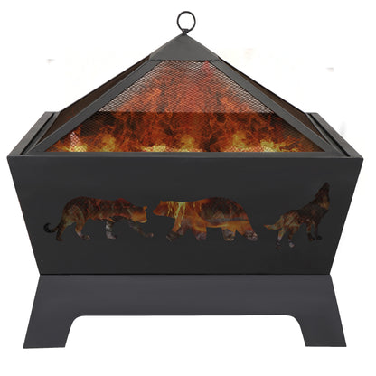 SuperDeal Patio Yard Fire Pits Wood Burning Outdoor Fireplace W/Rain Cover & Poker