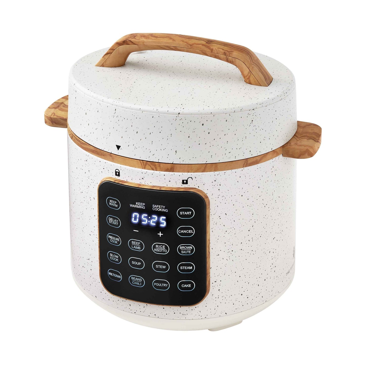 The Pioneer Woman Linen Speckle 6-Quart Pressure Cooker with Touch Control Display