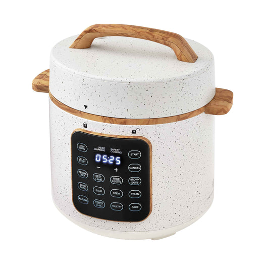 The Pioneer Woman Linen Speckle 6-Quart Pressure Cooker with Touch Control Display