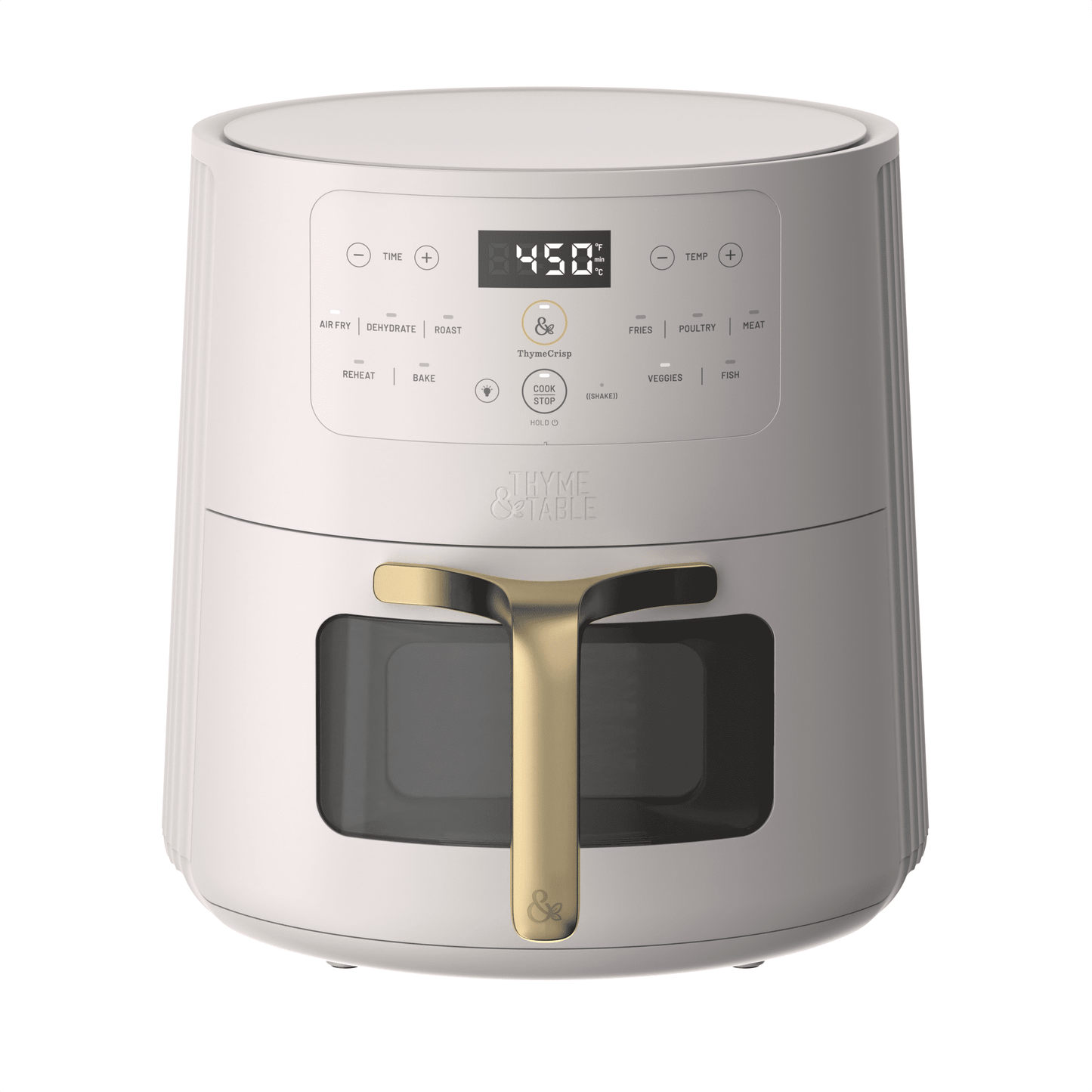 Thyme & Table 6QT Air Fryer, with ThymeCrisp™ and Ceramic-Coated Nonstick Basket, Sand White