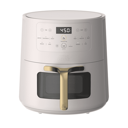 Thyme & Table 6QT Air Fryer, with ThymeCrisp™ and Ceramic-Coated Nonstick Basket, Sand White