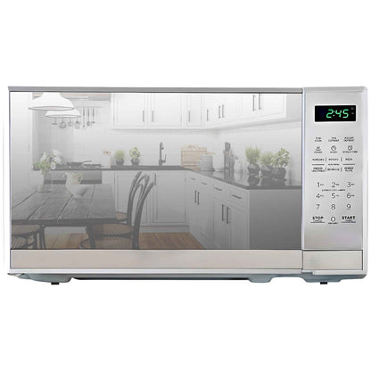 Total Chef Compact Countertop Microwave Oven, 700W, 0.7 Cubic Feet Capacity, Digital Touchscreen Controls, 6 Pre-Set Cooking Modes, Silver Stainless Steel