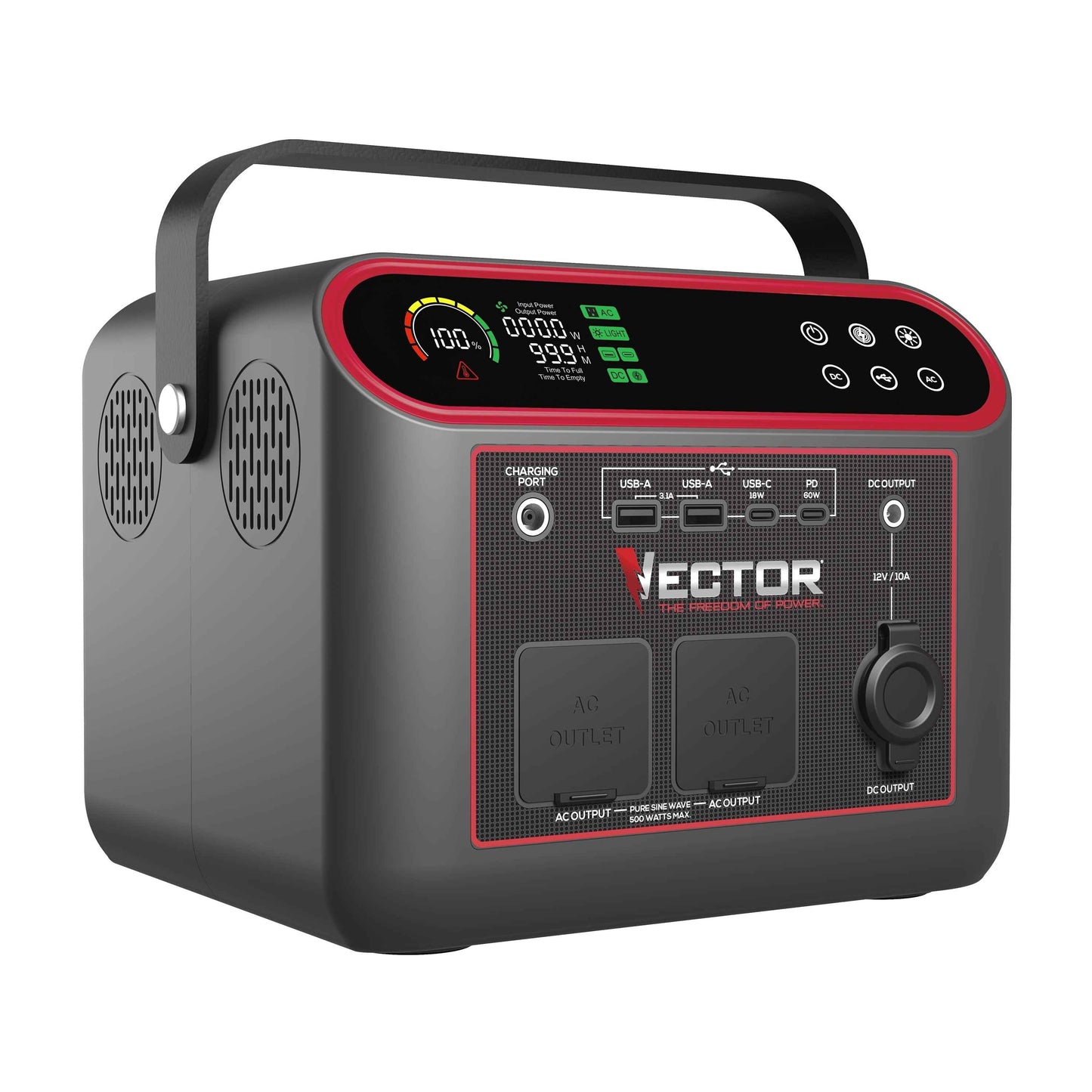 Vector VECLIPS6 666 WH, 733 Watt  Lithium Powerstation,  with AC, USB and  DC Power, Solar Panel Capable