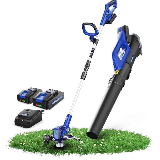 WILD BADGER POWER 20V Weed Wacker, Leaf Blower, Wheeled Edger Kit Electric with 2 * 2Ah Battery & Charger, String Trimmer, Lightweight, Adjustable Telescopic Shaft, Fast-Charging