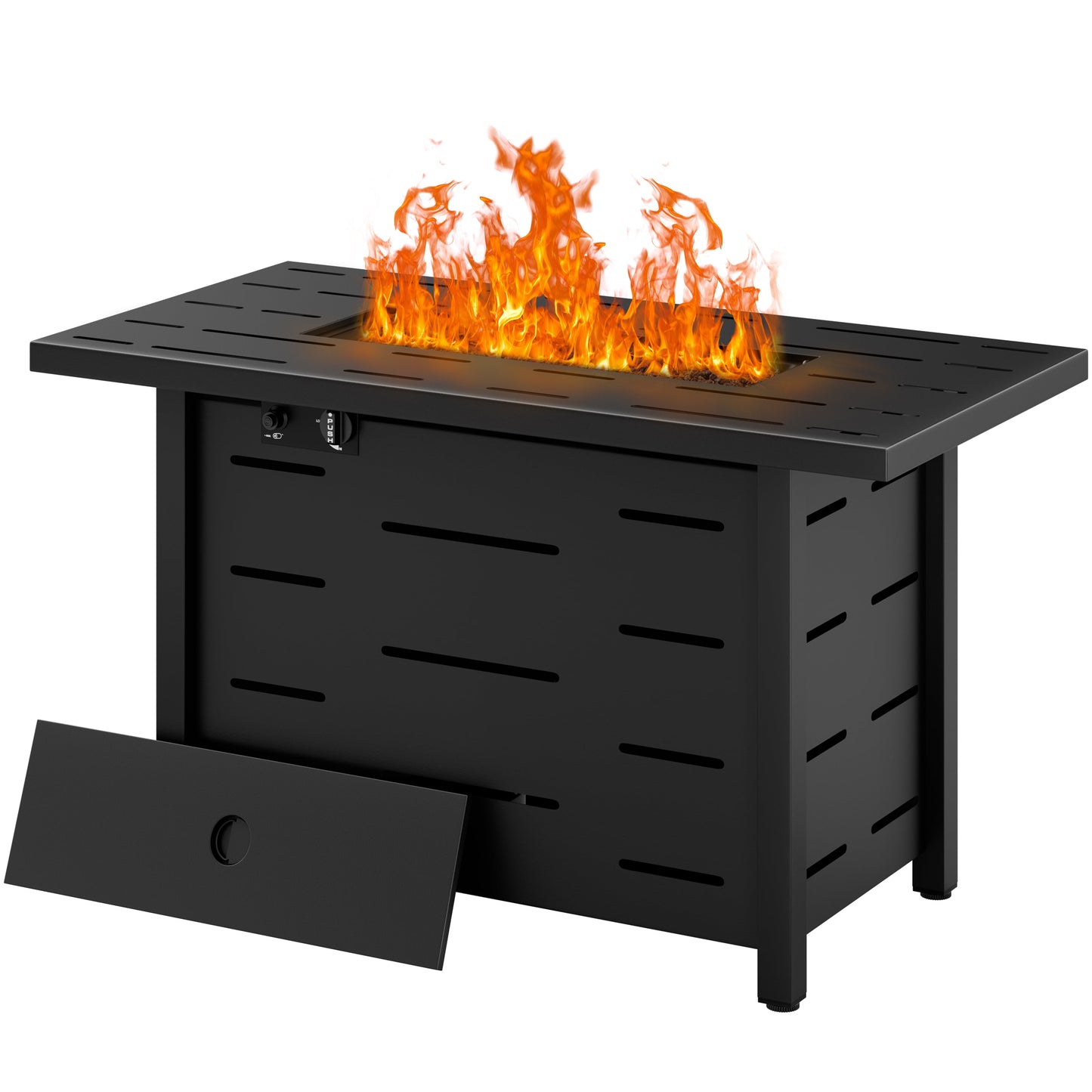 Walsunny 43 inch Gas Fire Pit Table 50,000 BTU Outdoor Rectangular Propane Firepit Table with Waterproof Cover