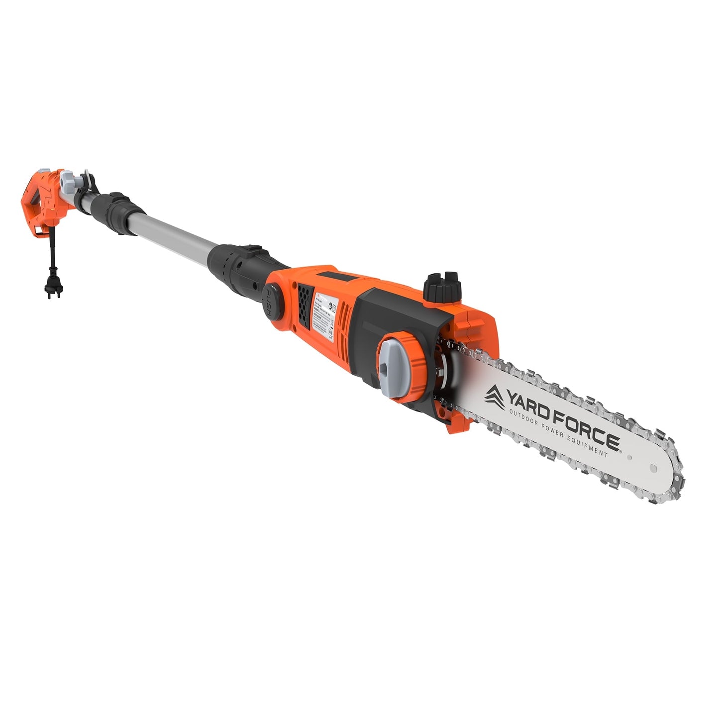 Yard Force 10 in. Electric Pole Saw 6.5 Amp Telescoping reach up to 15ft with Multi-Angle Head plus Bonus PPE Kit