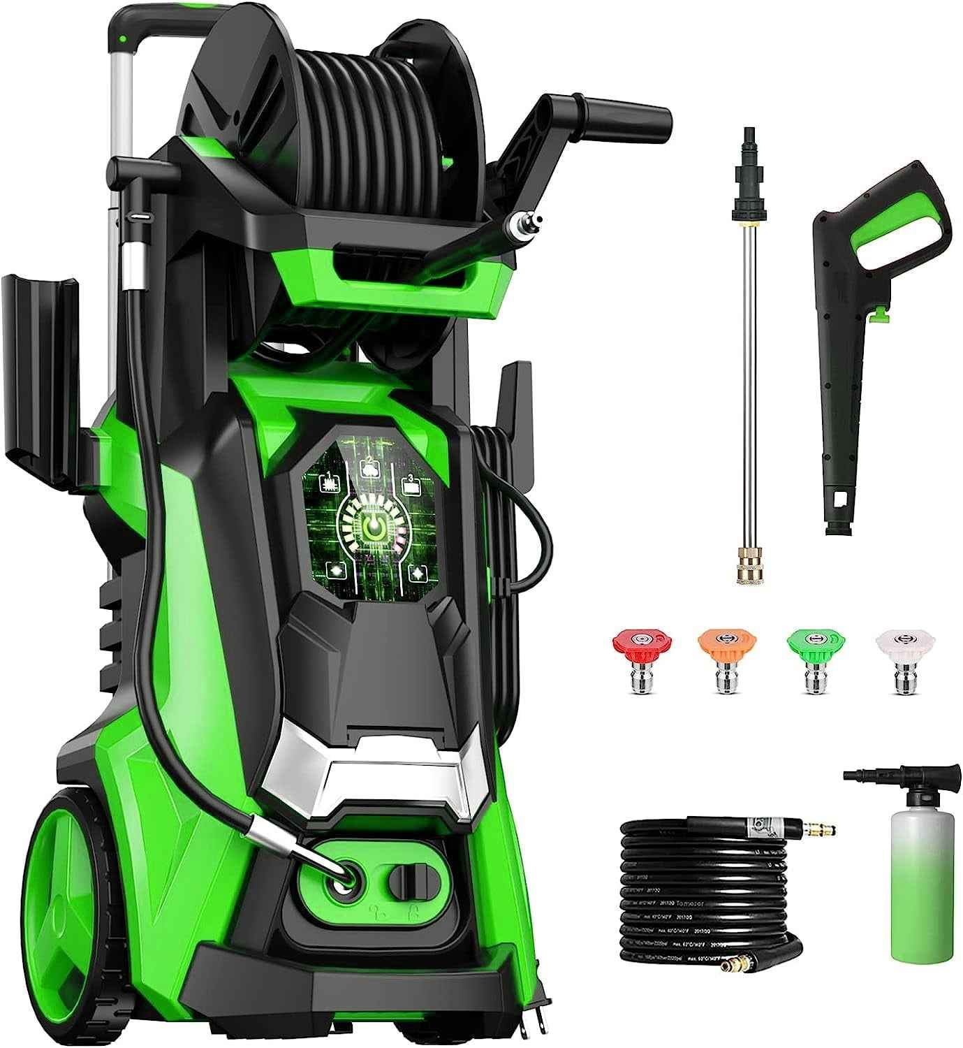 Zimtown Electric Pressure Washer, 3800PSI Max 2.6GPM Smart High Pressure Power Washer, Touch Screen 3 Gear Level