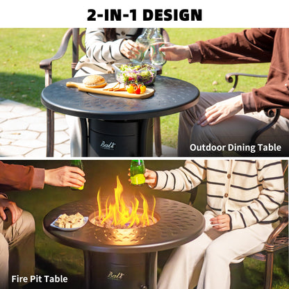 BALI OUTDOORS Dual 1-Pound Propane Fire Pit Table for Outside Patio, 26Inch Black