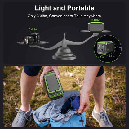 Qunler 200W Portable Power Station, 148Wh 40000mAh Solar Generator with 110V AC Outlets & LED Light, Backup Battery for CPAP, Emergency, Outdoor Camping, Travel, Hunting, RV, Solar Panel Not Included