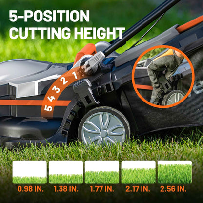 Litheli Cordless Lawn Mower, U20 Series 20V Electric Lawn Mowers, 13 Inch, Adjustment Heights, Light Weight, With 2*2.0Ah Portable Battery, for Garden/Yard/Farm