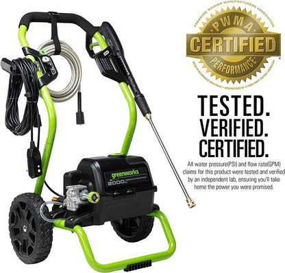 Greenworks 2000 Max PSI, 1.1 GPM (13 Amp) Electric Pressure Washer GPW2000-1RG