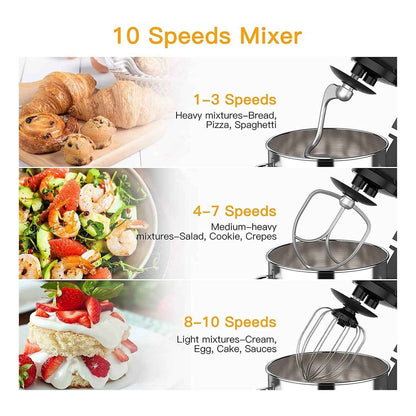 Stand Mixer, Acekool 7.5 Qt 10 Speed Tilt Head Electric Mixer, Black