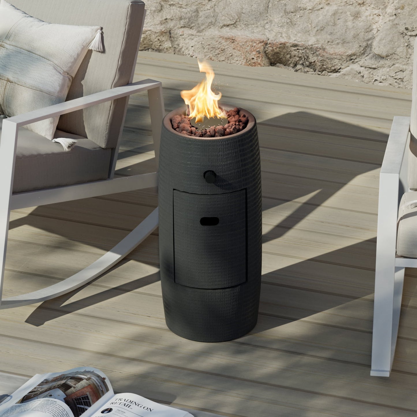 COSIEST 15,000 BTU 11-inch Round Outdoor Propane Fire Pit Table,Free Lava Rocks