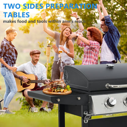 4-Burner Propane Gas Grill, 34,000 BTU Propane BBQ Grill with Thermometer, Bottle Opener, and Tool Hooks, Ideal for Patio Camping Outdoor Cooking
