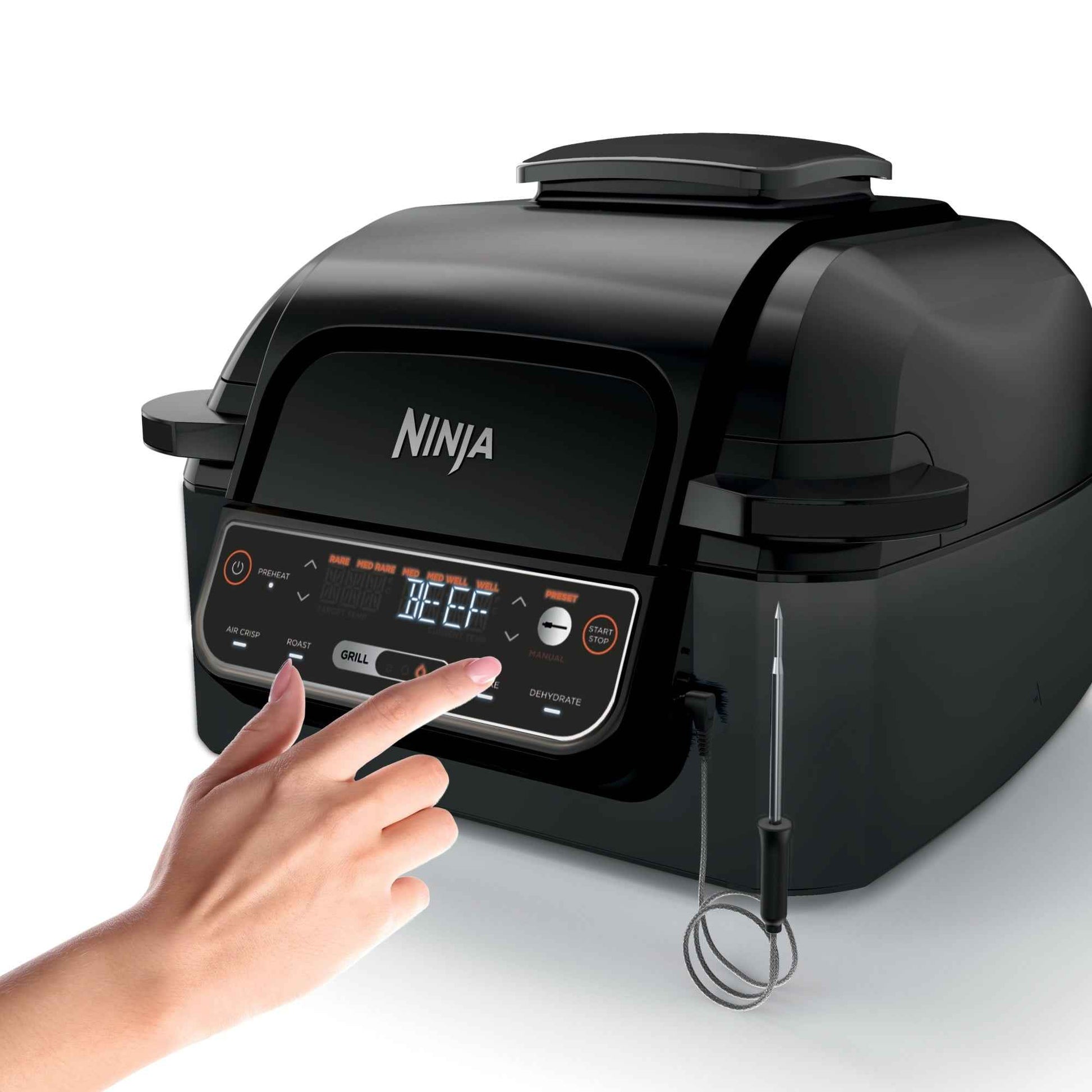 Ninja® Foodi™ Smart 5-in-1 Indoor Grill with 4-Quart Air Fryer, Roast, Bake, Dehydrate, and Smart Cook System, LG451BK