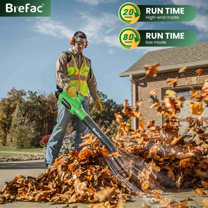 Brefac Leaf Blower 40V 700CFM 180MPH, Brushless Motor with 2 X 4.0Ah Batteries and Fast Charger